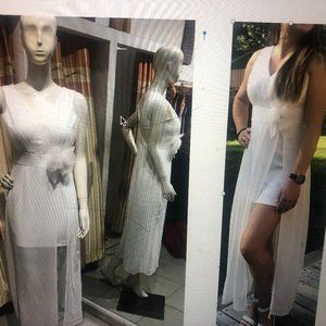 White Elegant Dress with cut legs